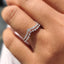 Round Cut Chevron Diamond Wedding Band