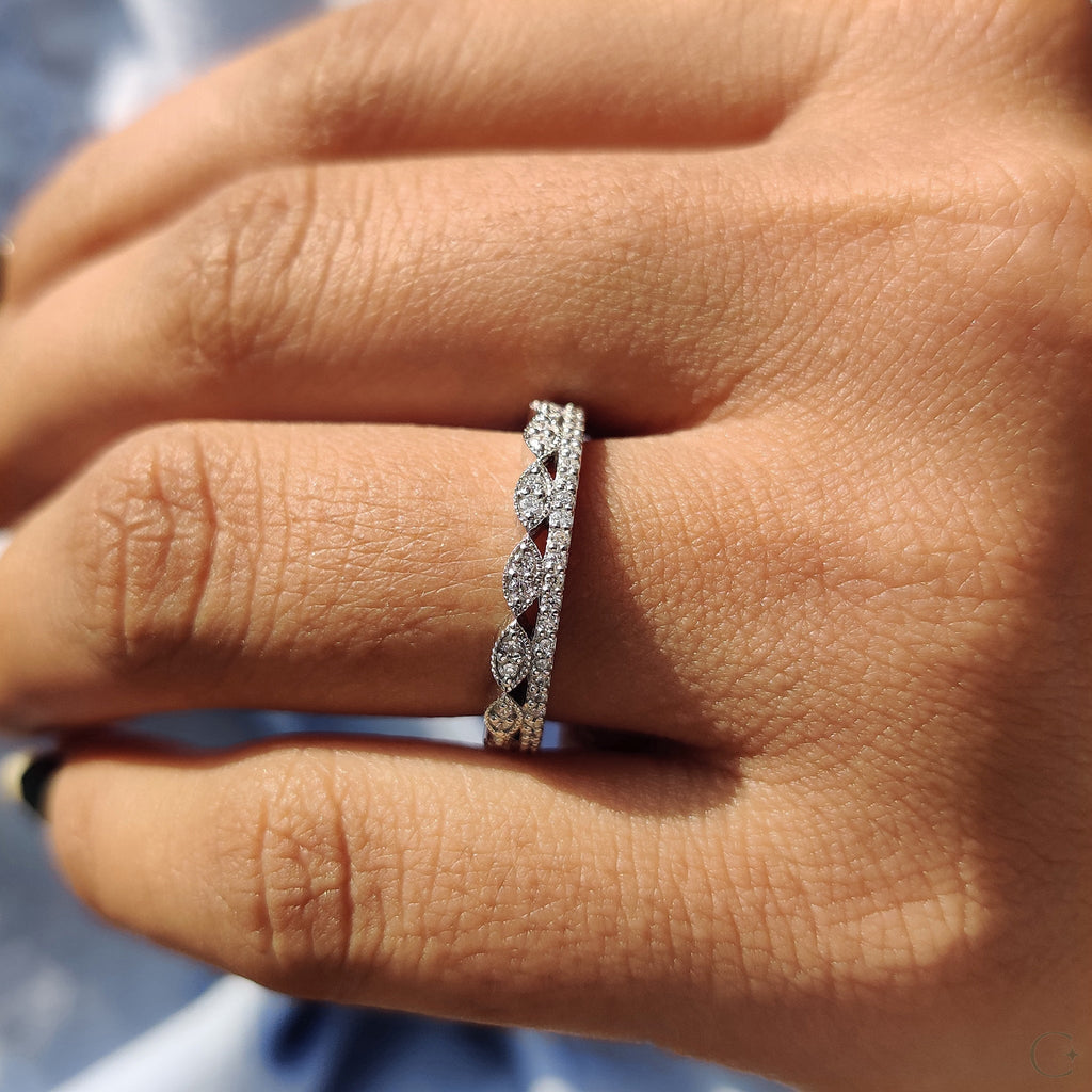 Double Row Diamond Band with Round Cut Sparkle