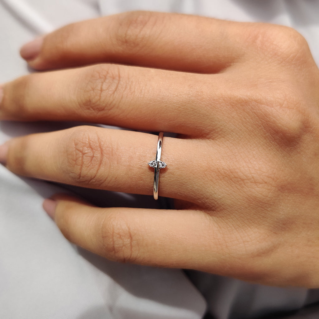 2 Stone Wedding Band In Round Cut