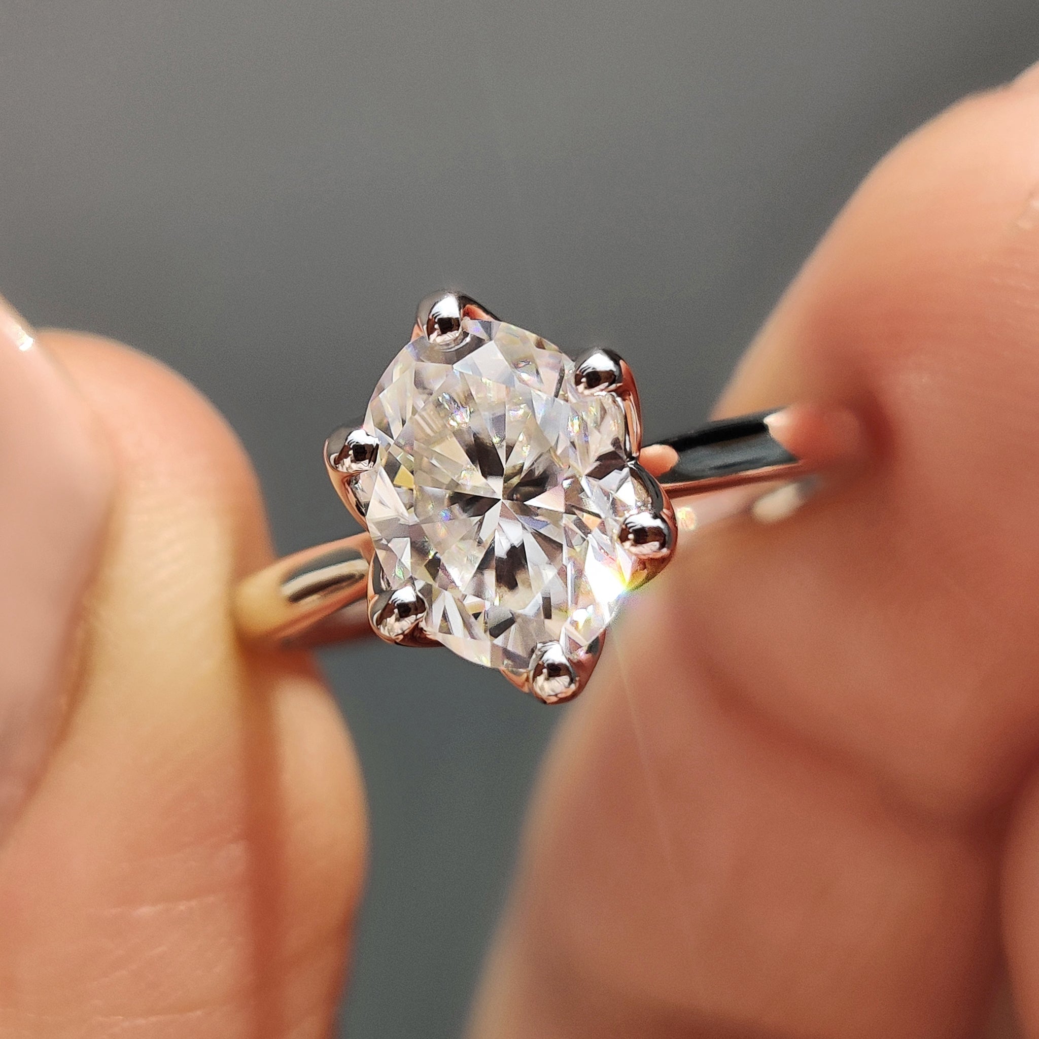 Oval Cut Engagement Ring With Hidden Blue Stone Main image