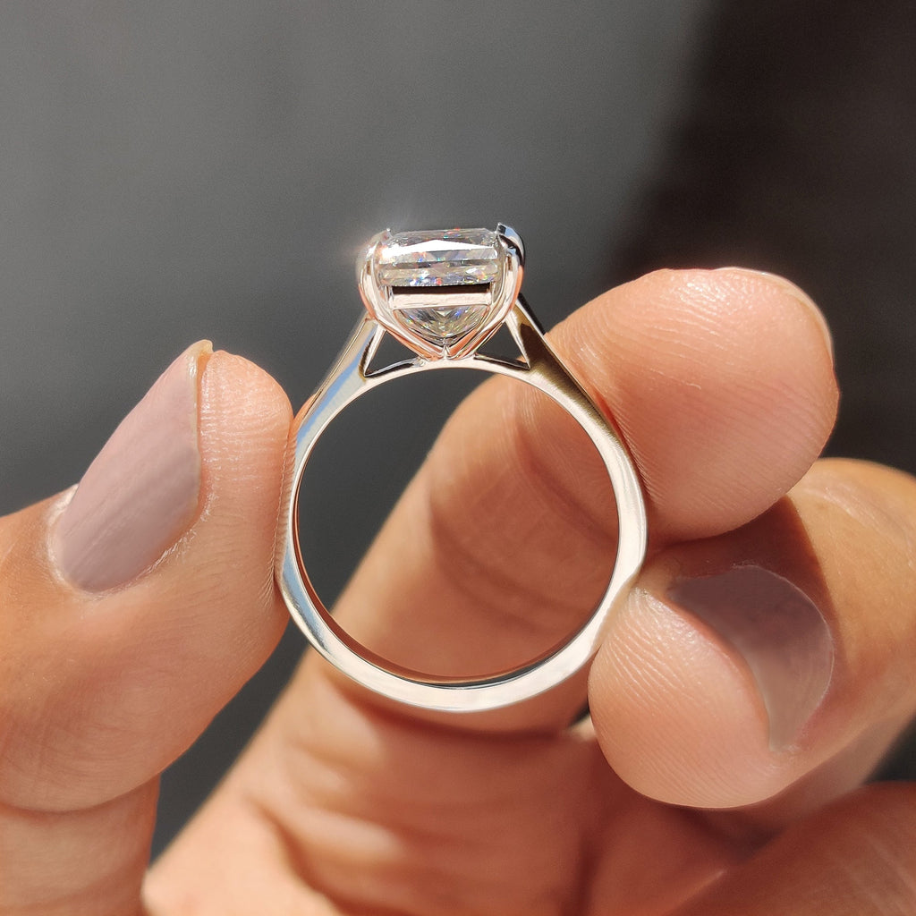 Princess Cut Solitaire Ring in a Cathedral Setting