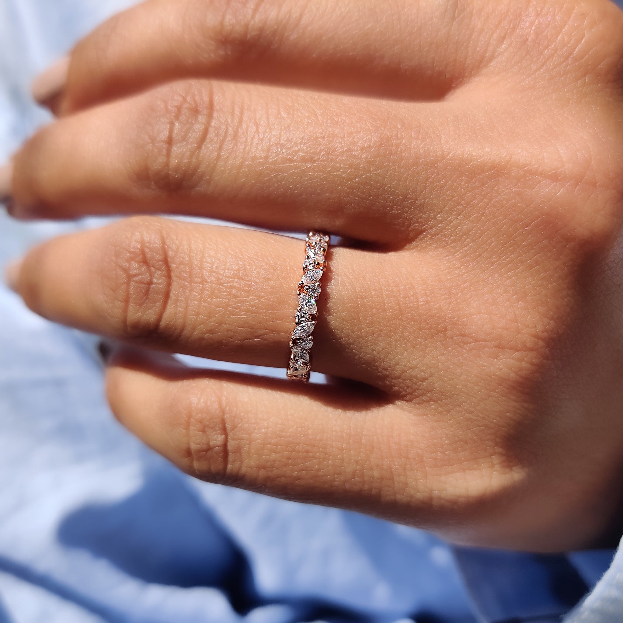 Marquise Cut Wedding Band In Full Eternity Style Secondary image
