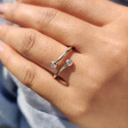 Double Bezel Set Two Stone Wedding Band