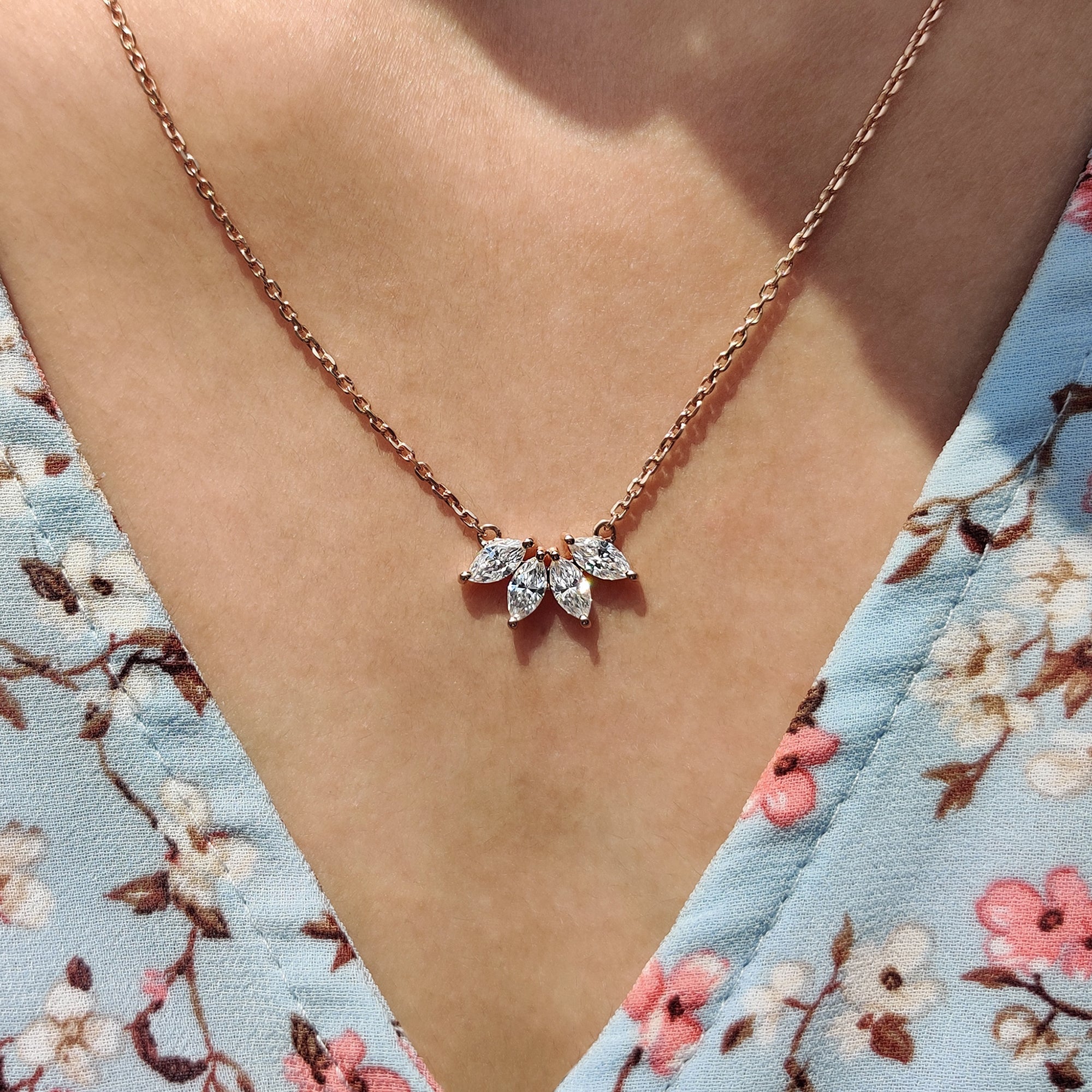 Arc Marquise Moissanite Pendant In Four Stone Design Main image