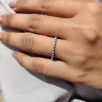 Round Cut Moissanite Shared Prong Wedding Band