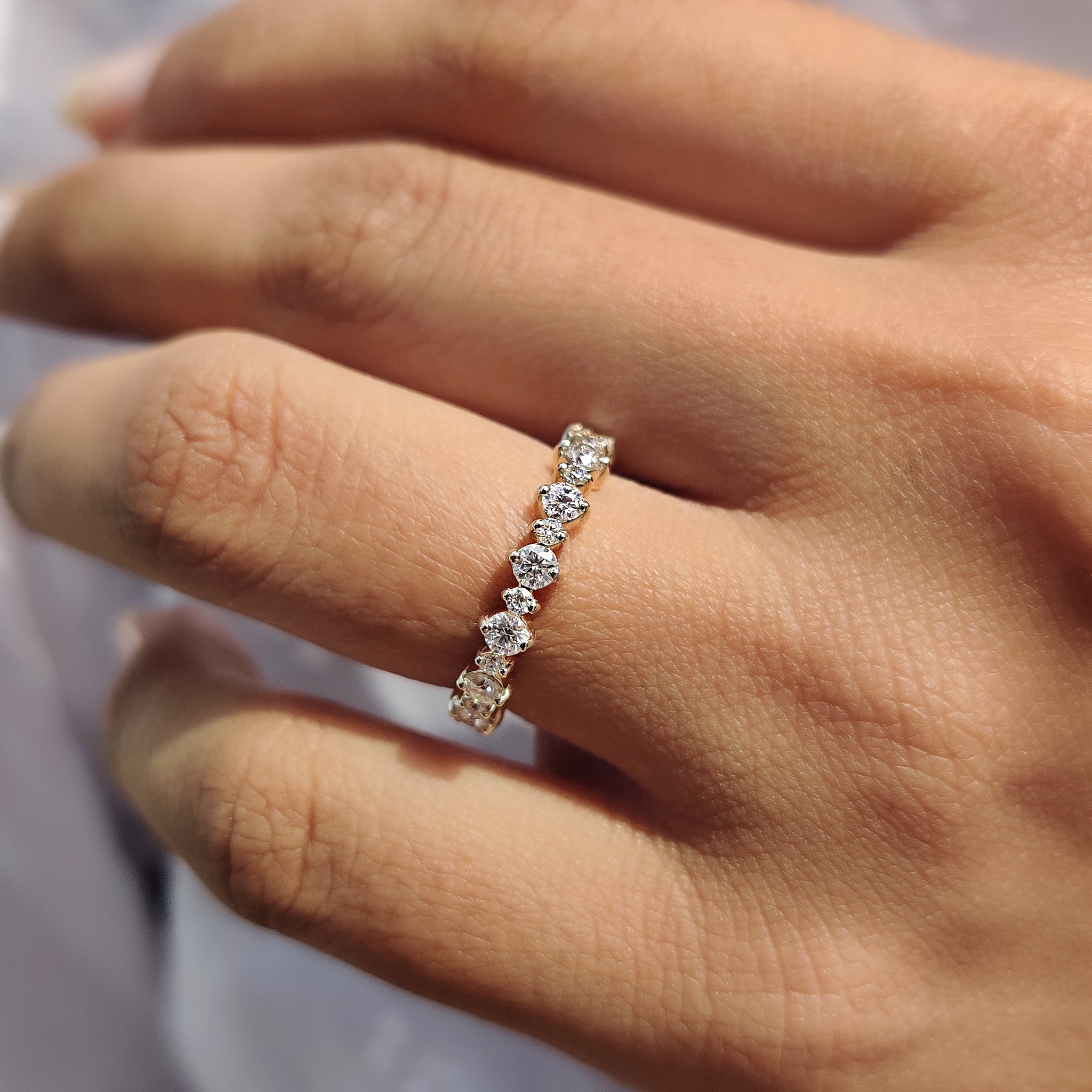 Simple Gold Wedding Band With Round Cut Moissanite Secondary image