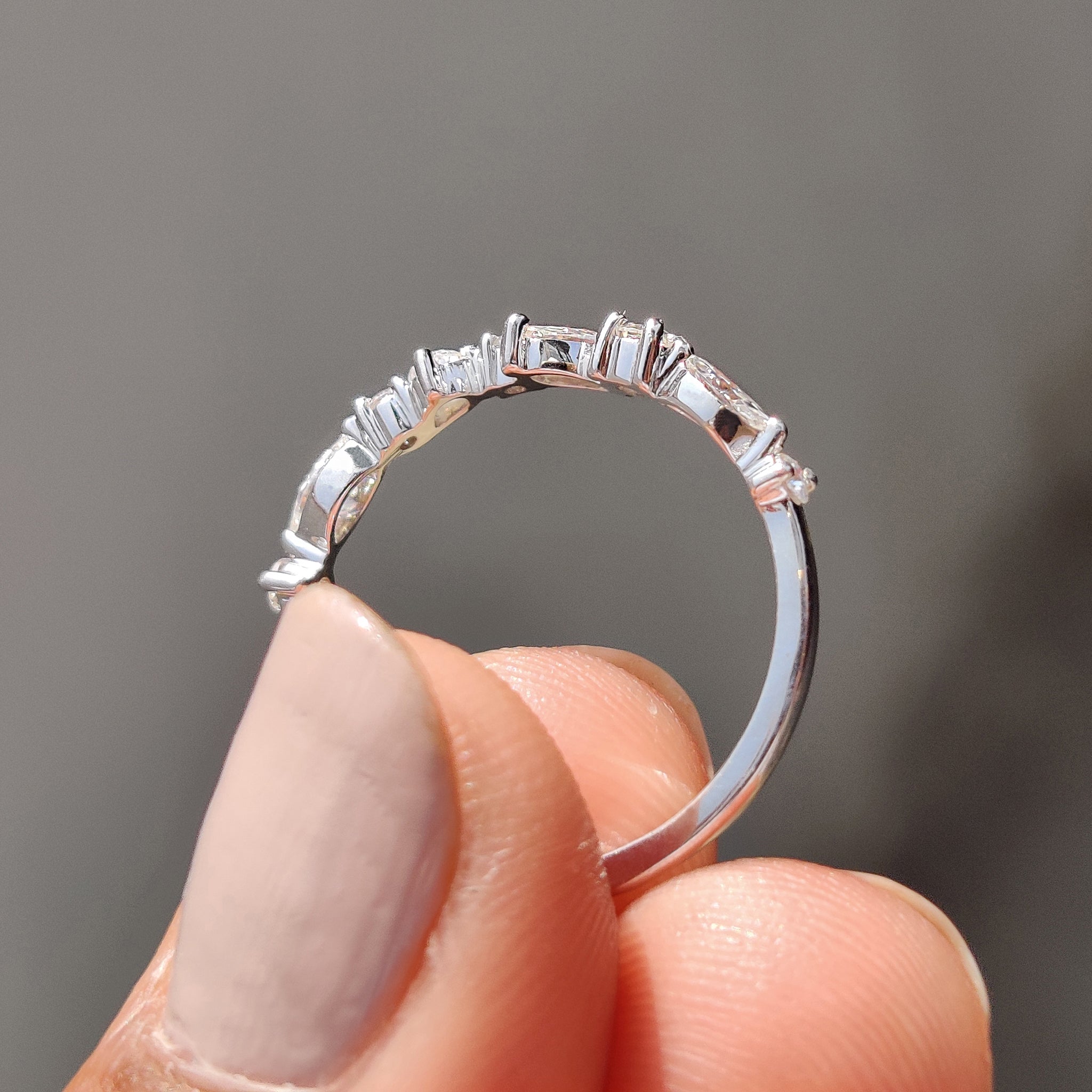 Multi Shape Moissanite Band In Half Eternity Style