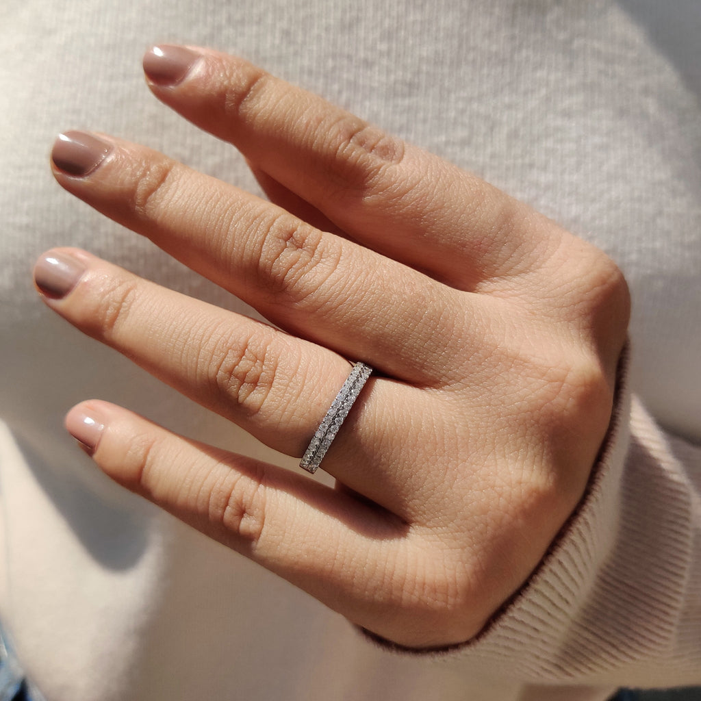 Round Cut Band In Half Eternity Setting
