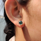Portuguese Cut Cyan Blue Moissanite Earrings
