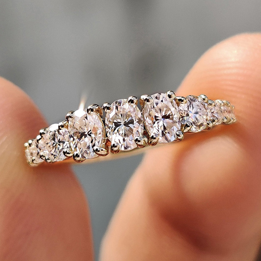 Half Eternity Oval Cut Wedding Band