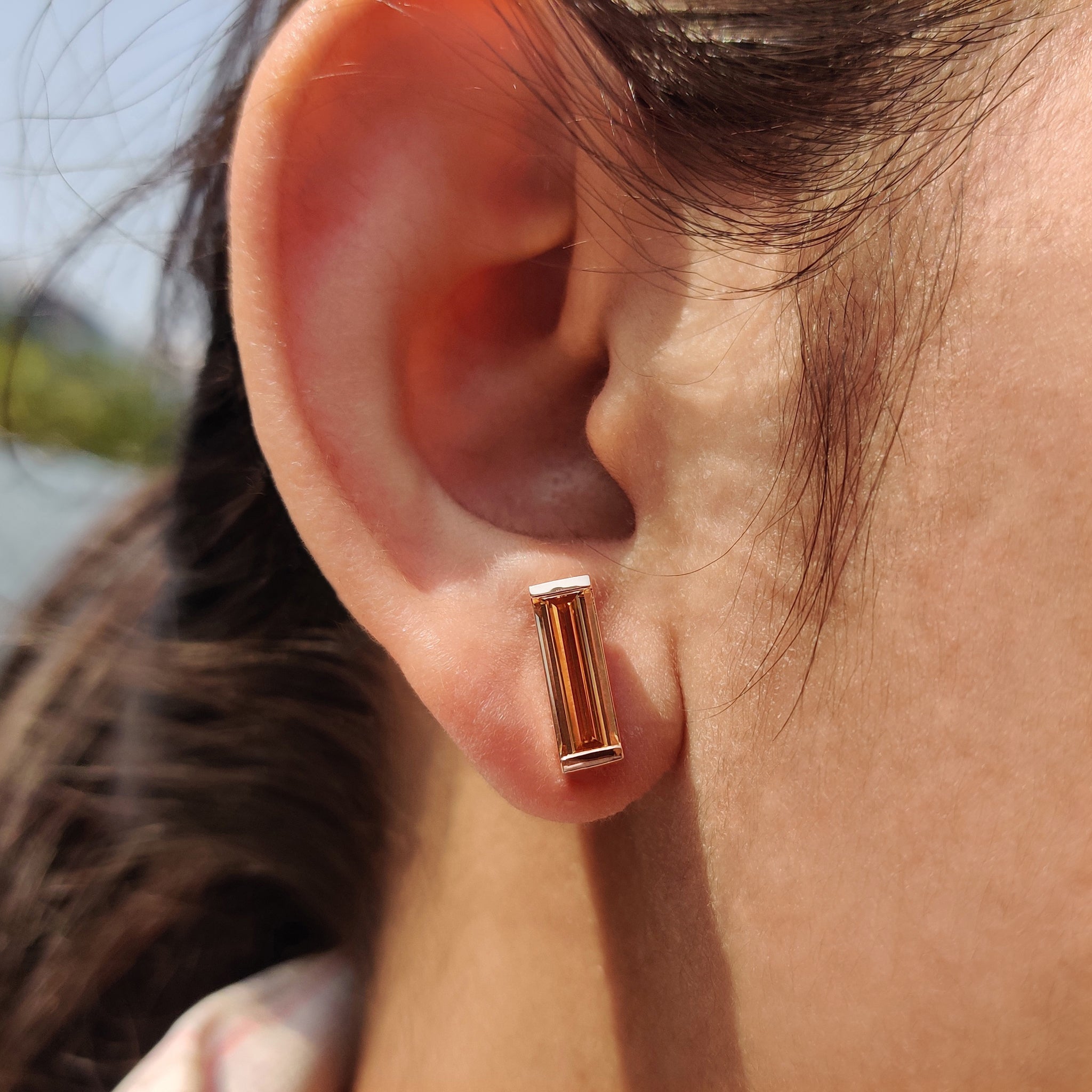 Baguette Cut Earrings In Semi Bezel Style Secondary image