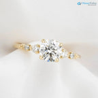 1ct Round Lab Diamond Engagement Ring, large diamond vintage inspired ring DisneyValley
