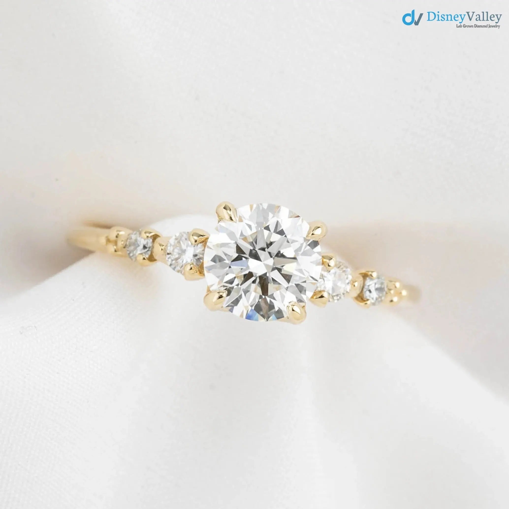 1ct Round Lab Diamond Engagement Ring, large diamond vintage inspired ring DisneyValley