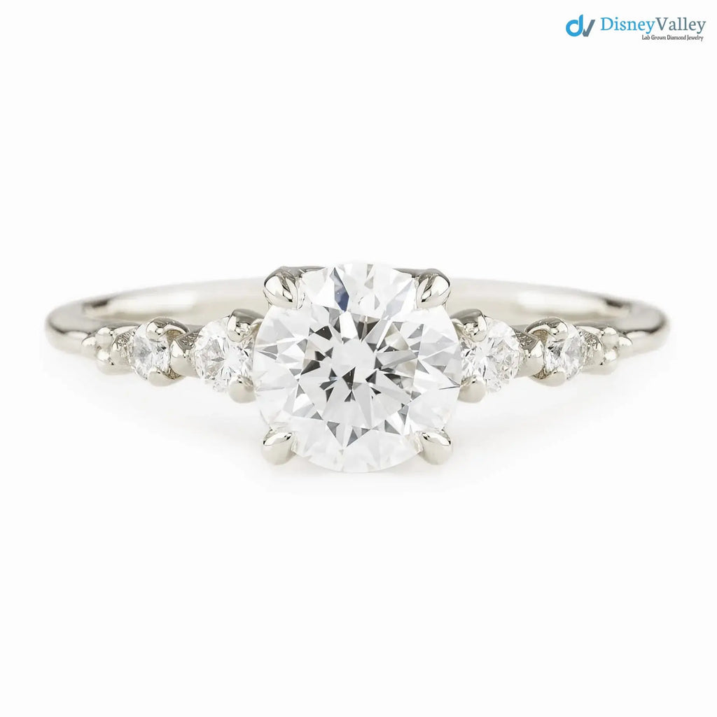 1ct Round Lab Diamond Engagement Ring, large diamond vintage inspired ring DisneyValley