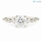 1ct Round Lab Diamond Engagement Ring, large diamond vintage inspired ring DisneyValley