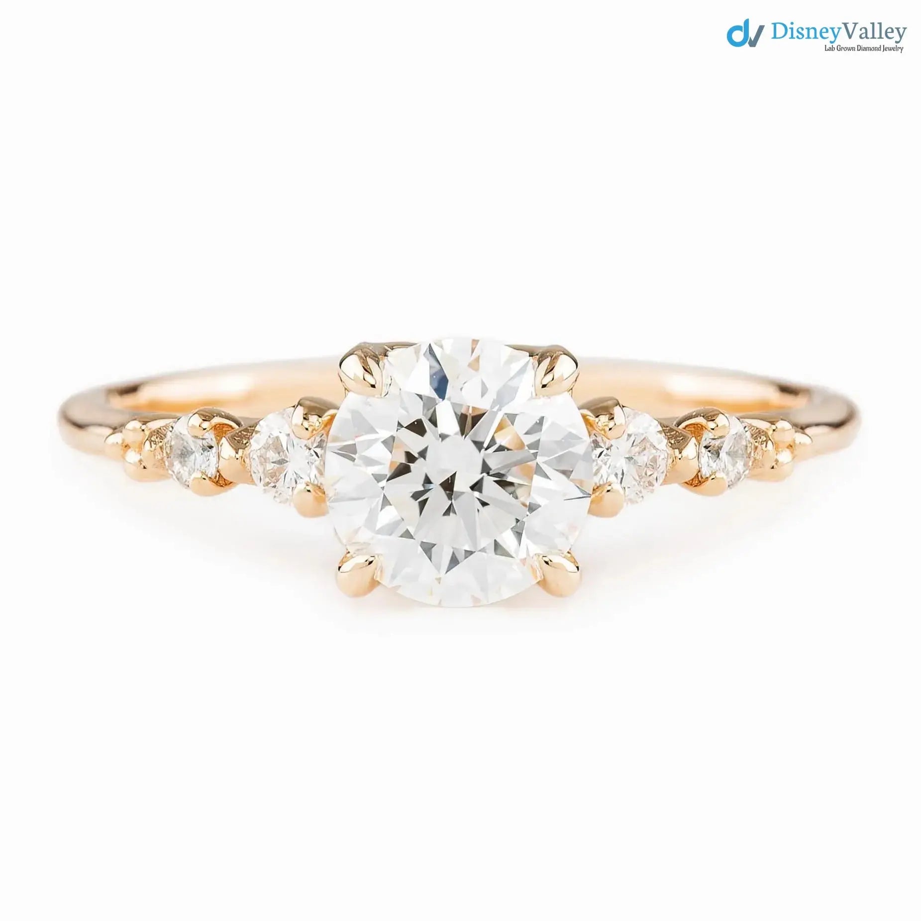 1ct Round Lab Diamond Engagement Ring, large diamond vintage inspired ring DisneyValley