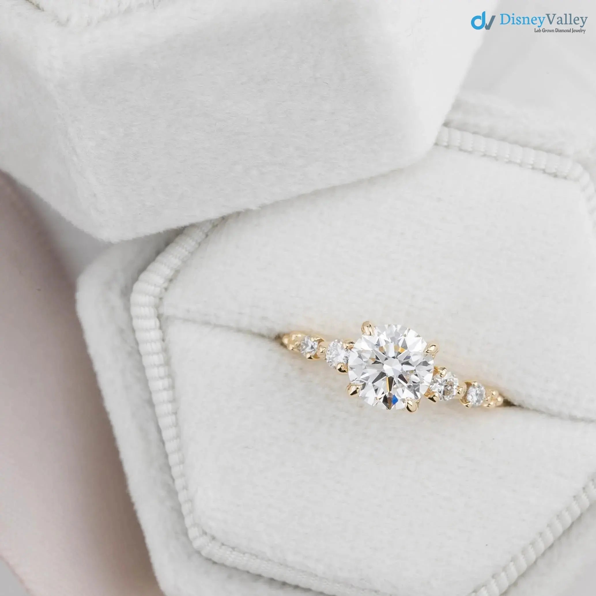 1ct Round Lab Diamond Engagement Ring, large diamond vintage inspired ring DisneyValley