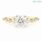 1ct Round Lab Diamond Engagement Ring, large diamond vintage inspired ring DisneyValley