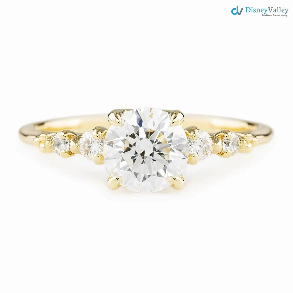 1ct Round Lab Diamond Engagement Ring, large diamond vintage inspired ring DisneyValley