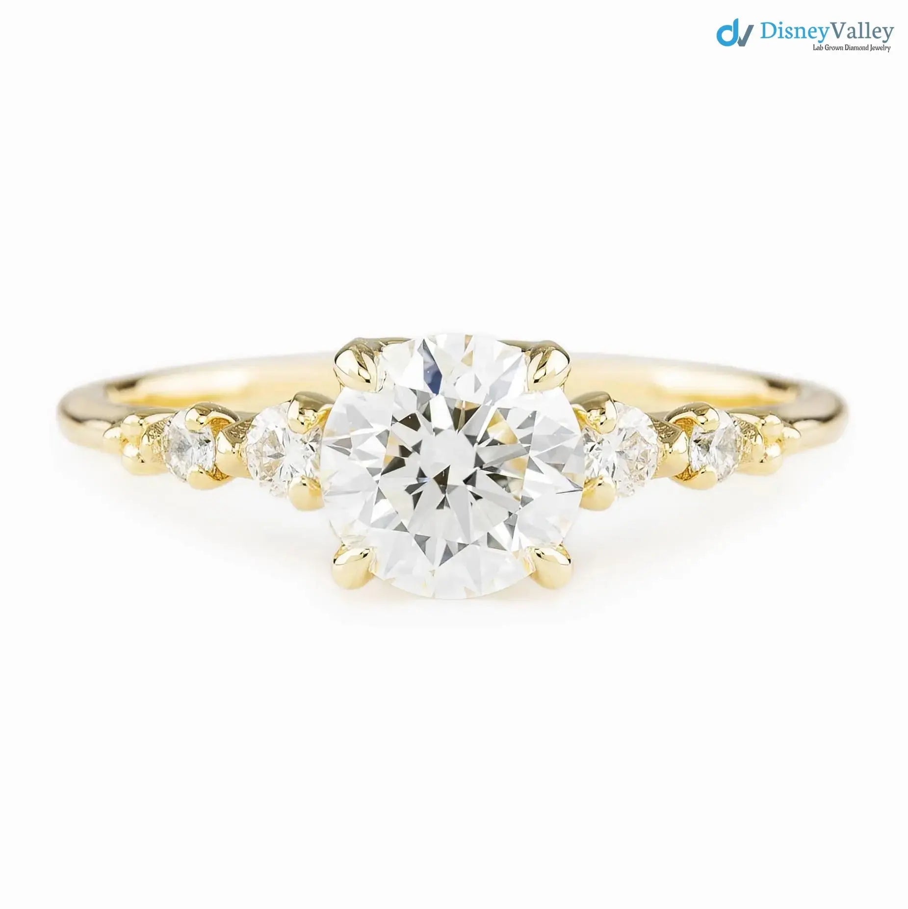 1ct Round Lab Diamond Engagement Ring, large diamond vintage inspired ring DisneyValley