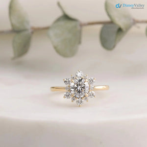 1ct Round Lab Grown Diamond Halo Engagement Ring  IGI certified diamond DisneyValley