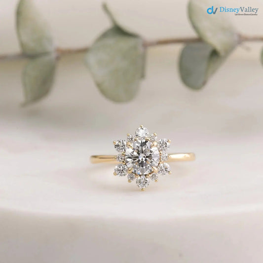 1ct Round Lab Grown Diamond Halo Engagement Ring  IGI certified diamond DisneyValley