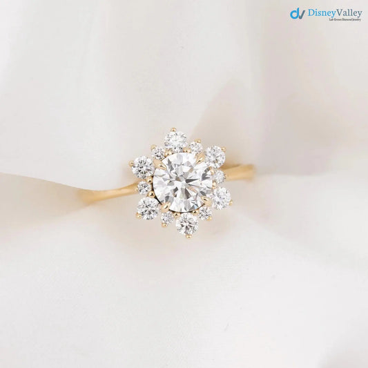 1ct Round Lab Grown Diamond Halo Engagement Ring  IGI certified diamond DisneyValley