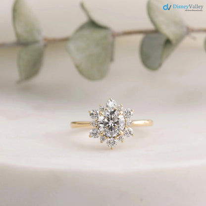 1ct Round Lab Grown Diamond Halo Engagement Ring  IGI certified diamond DisneyValley