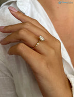 1ct unique oval Lab Grown 6X8mm, 1.3mm diamond knife edge engagement rings DisneyValley