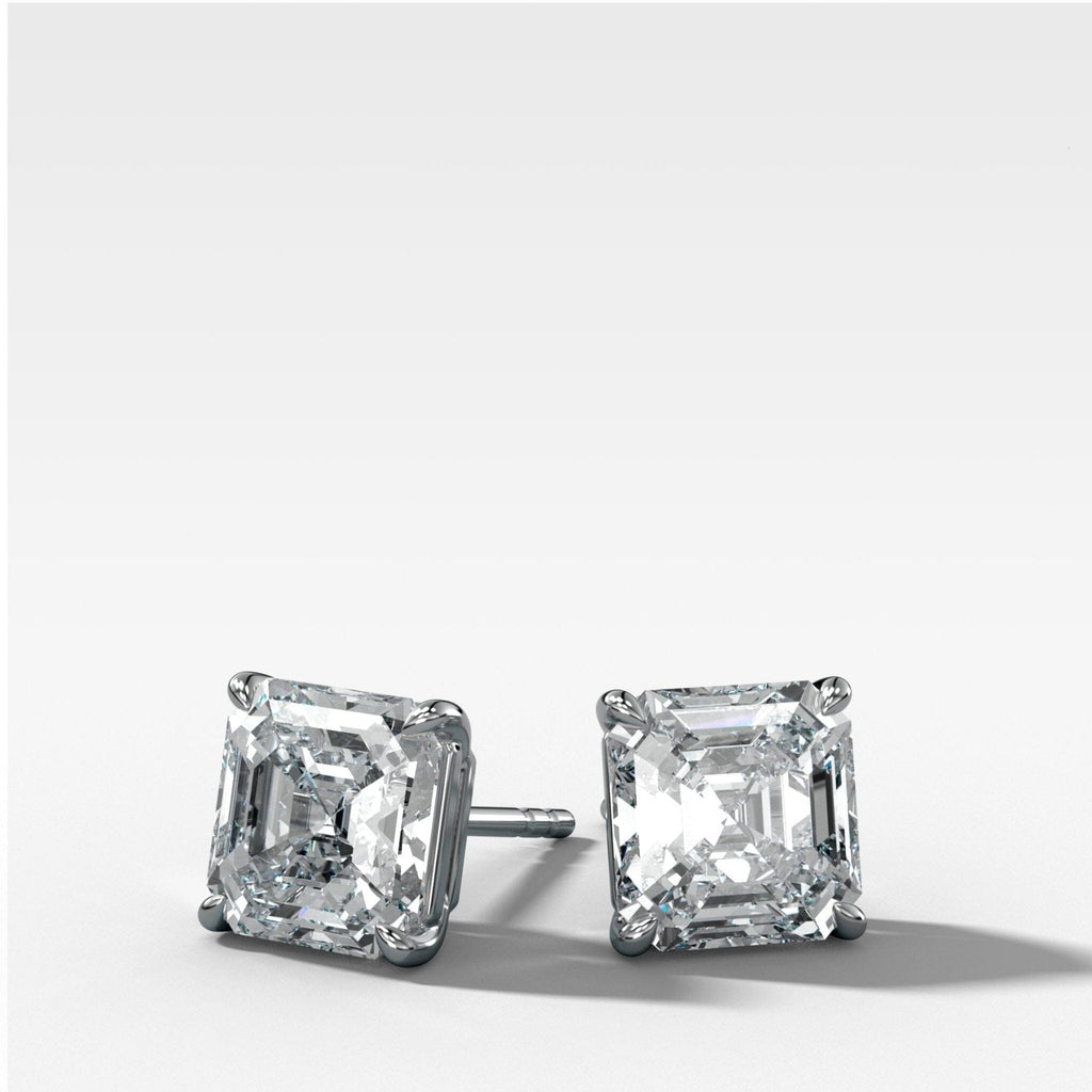 Asscher Cut Single Point Prong Diamond Studs