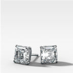 Asscher Cut Single Point Prong Diamond Studs
