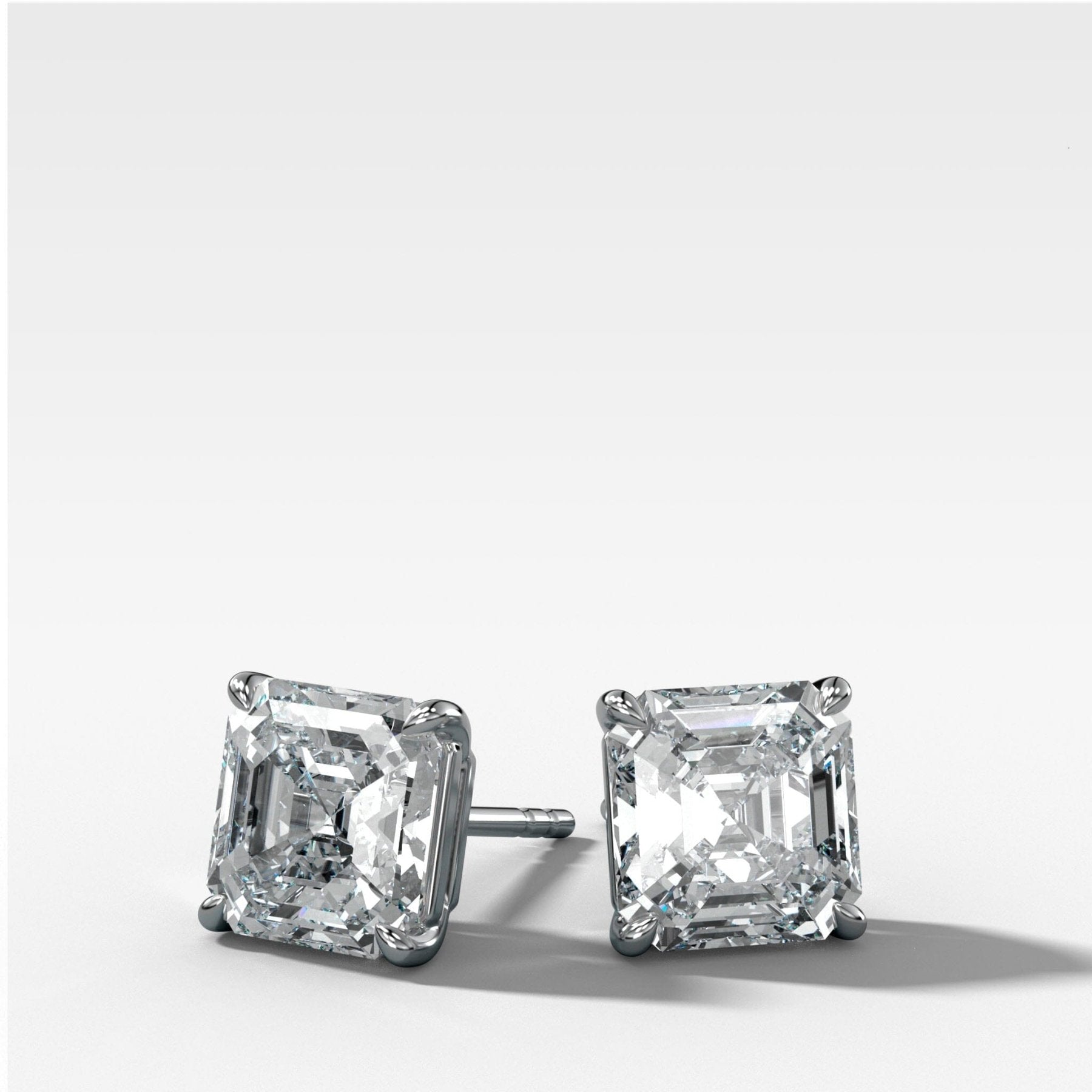 Asscher Cut Single Point Prong Diamond Studs