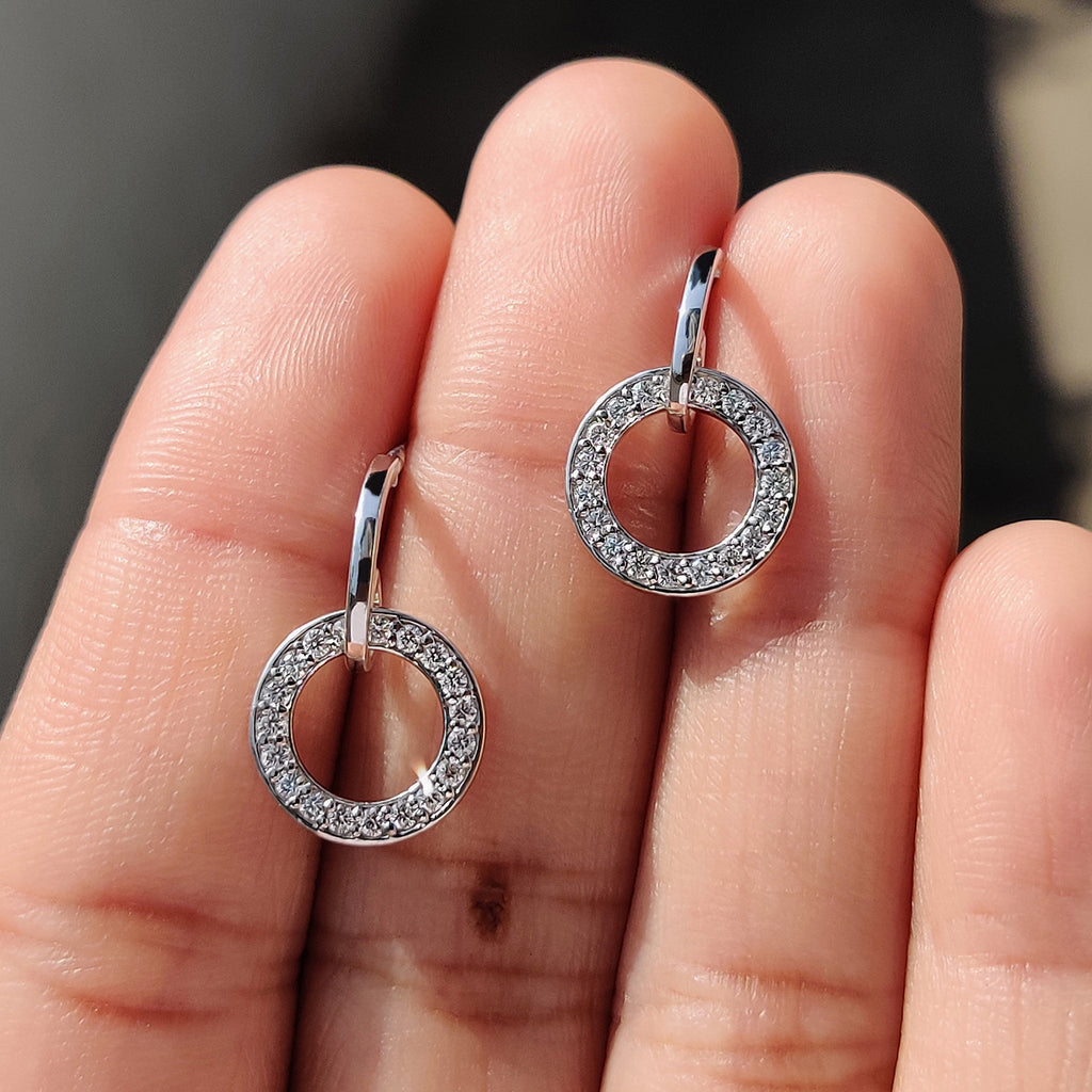 Round Cut Open Circle Diamond Earrings