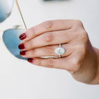 2.15 CT Oval Moissanite Halo Setting Engagement Ring