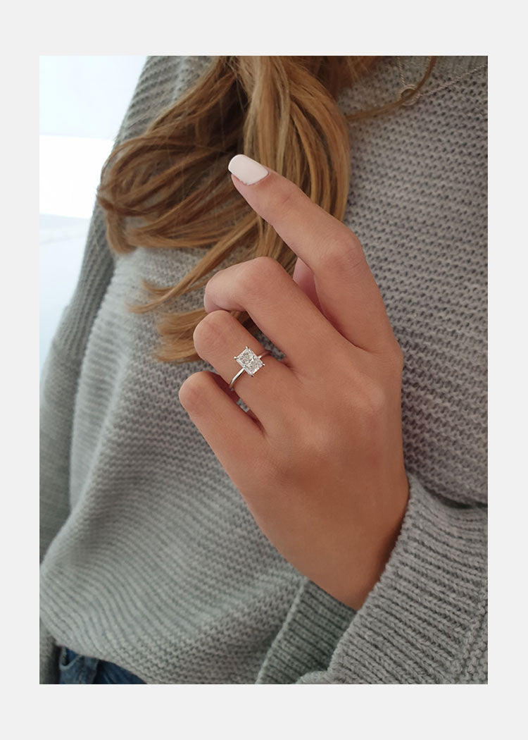 1.0 CT Radiant Cut Moissanite Solitaire Style Engagement Ring