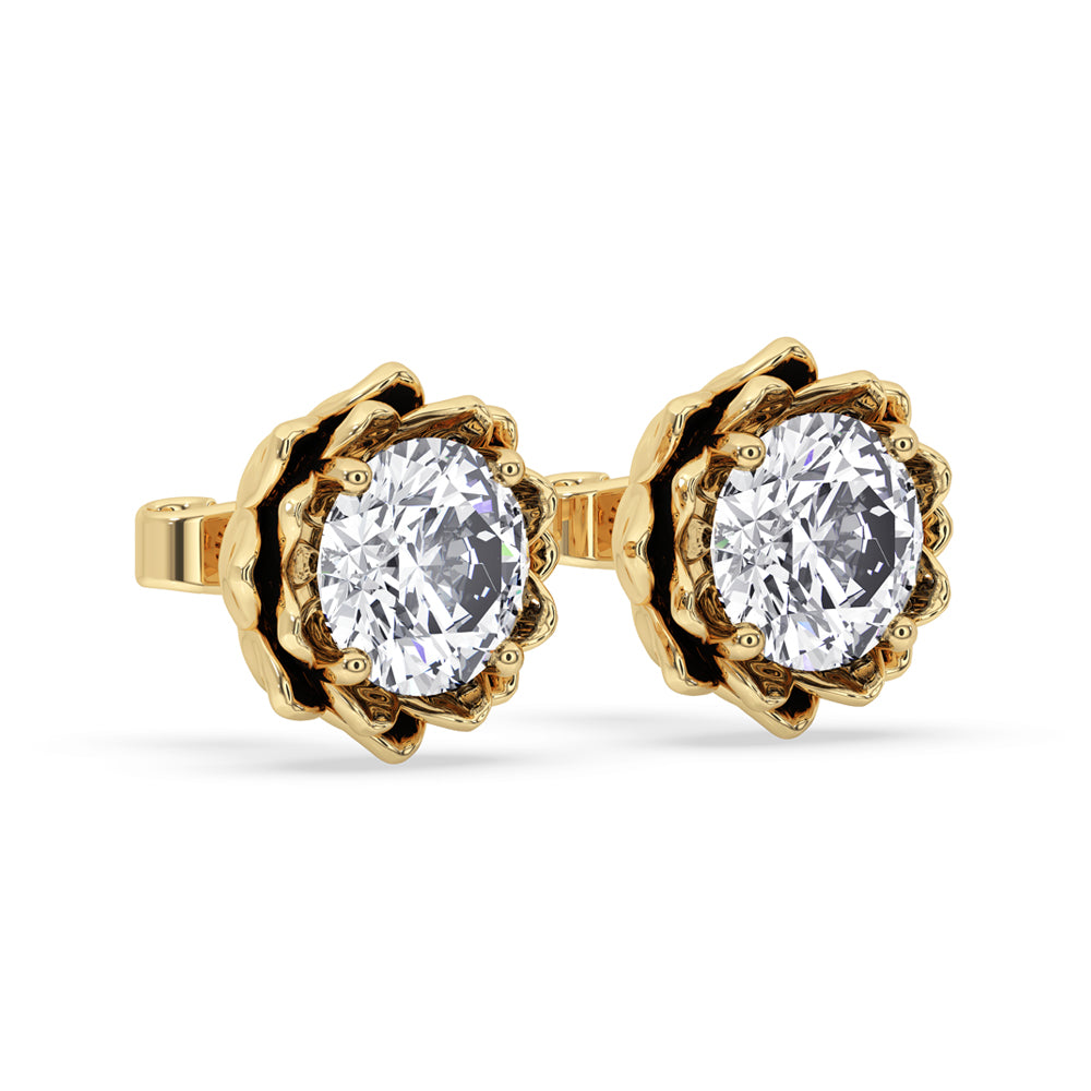 Flower Earrings With Round Cut Secondary image