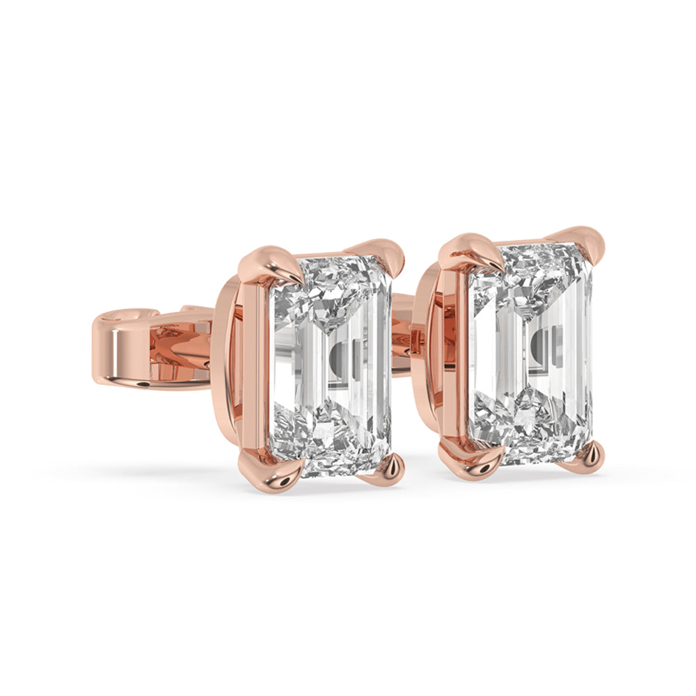 Emerald Cut Diamond Earrings Secondary image