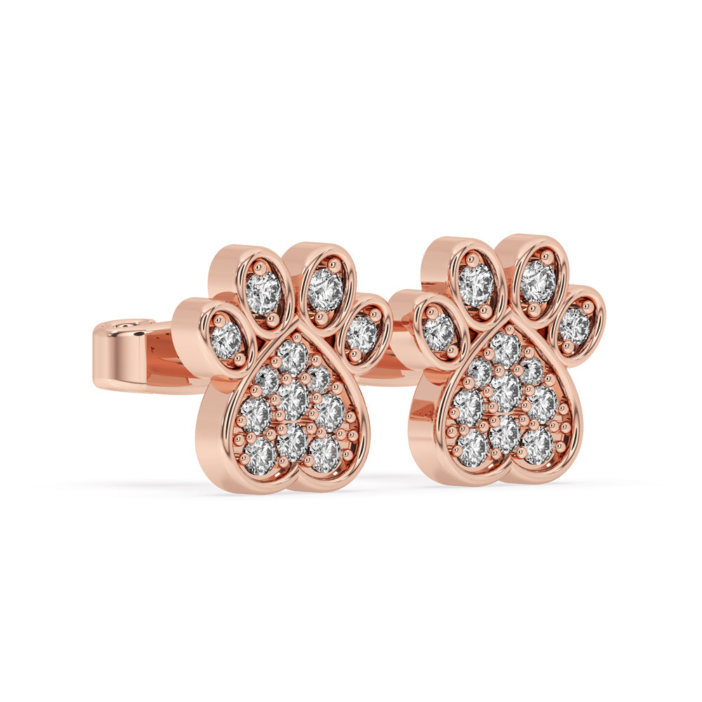 Dog Paw Earrings In Round Cut Diamond Secondary image