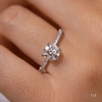 1.0 CT Round Moissanite Pave Engagement Ring