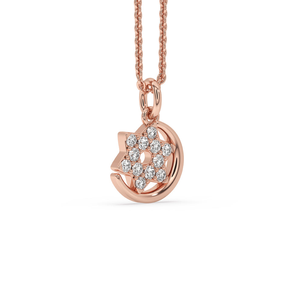 Half Moon Pendant in Star Shape Round Cut Diamond Secondary image