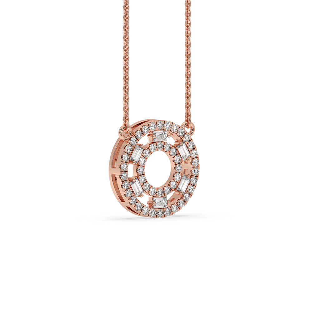 Baguette Cut Diamond Rose Gold Pendant - Classic Charm