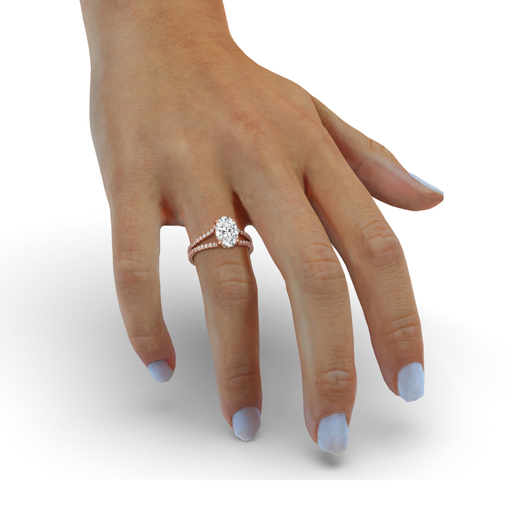 Hidden Halo Oval Engagement Ring Immagine secondaria del prodotto