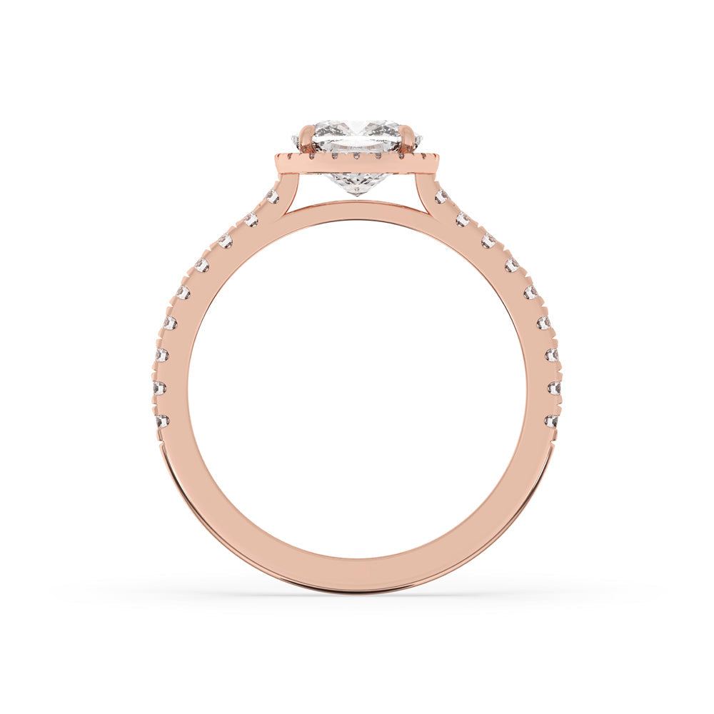 Cushion Halo Engagement Ring With Pave Band Secondary image