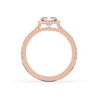 Cushion Halo Engagement Ring With Pave Band