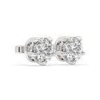 White Gold Stud Earrings - Round Cut