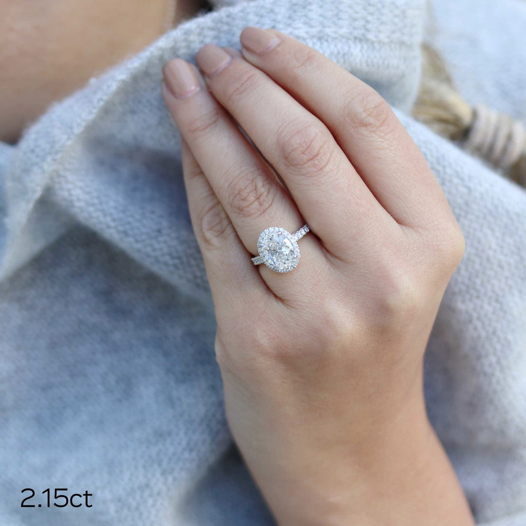 2.15 CT Oval Moissanite Halo Setting Engagement Ring