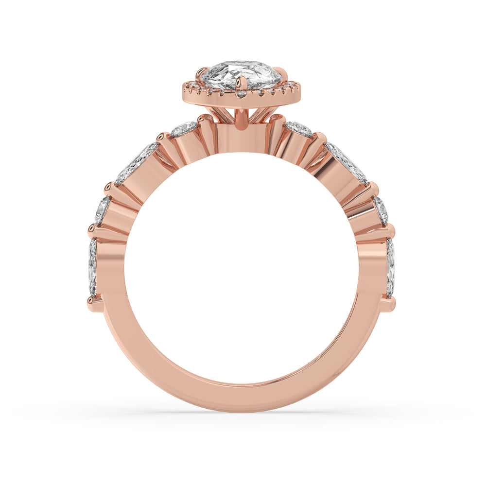 Diamond Pear Engagement Ring In Side Stone Setting