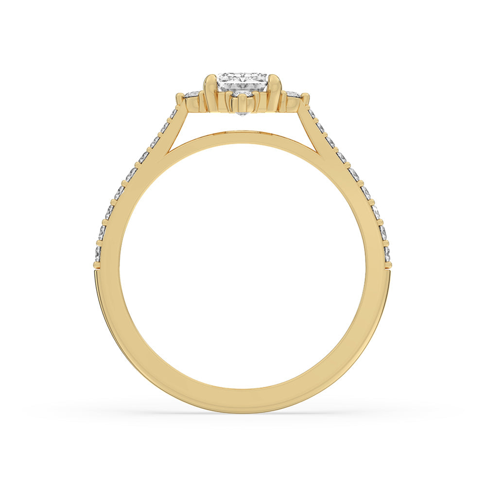 Unique Engagement Ring - Emerald With Round Side Stones