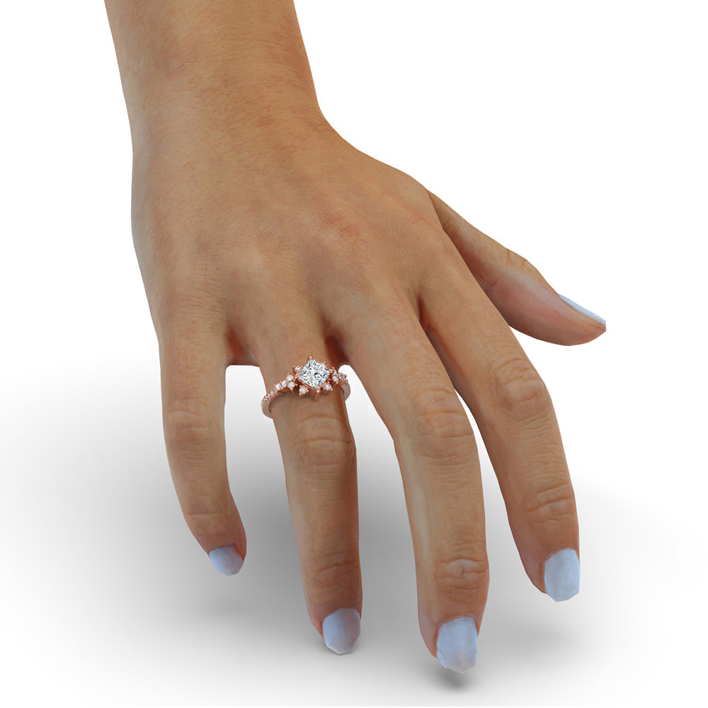 Two Carat Princess Cut Diamond Engagement Ring in Rose Gold