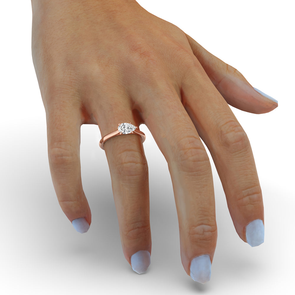 Pear Cut Diamond Engagement Ring In East West Setting